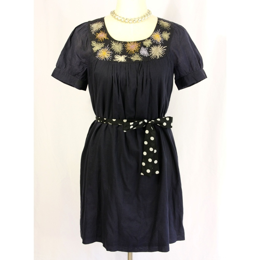 French Connection Floral Embroidered Boho Loose Dress Blue 6